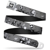 Jack Expression7 Full Color Seatbelt Belt - NBC Jack & Sally Cemetery Scene Gray/Black/White Webbing