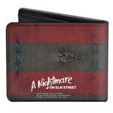 Bi-Fold Wallet - A NIGHTMARE ON ELM STREET Freddy's Sweater Stripes Red Black White