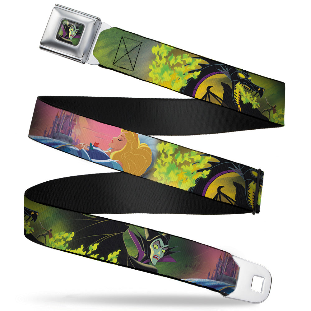 Maleficent Face3 Full Color Green Fade Seatbelt Belt - Sleeping Beauty & Maleficent/Maleficent Dragon Scenes Webbing