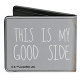 Bi-Fold Wallet - Star Wars The Child Vivid Looking Up Pose + THIS IS MY GOOD SIDE Gray White