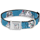 Ariel Sketch2 Pose Full Color Blue Seatbelt Buckle Collar - Ariel Poses/Shells Sketch Blue/White