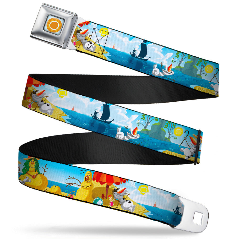 Frozen Sun Full Color Blue Yellows Seatbelt Belt - Olaf Summertime Scenes Webbing