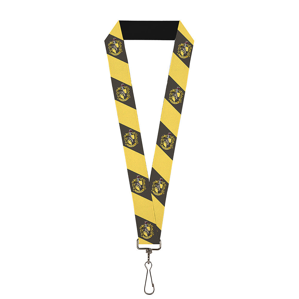 Lanyard - 1.0" - HUFFLEPUFF Crest Diagonal Stripe Charcoal Gray Yellow