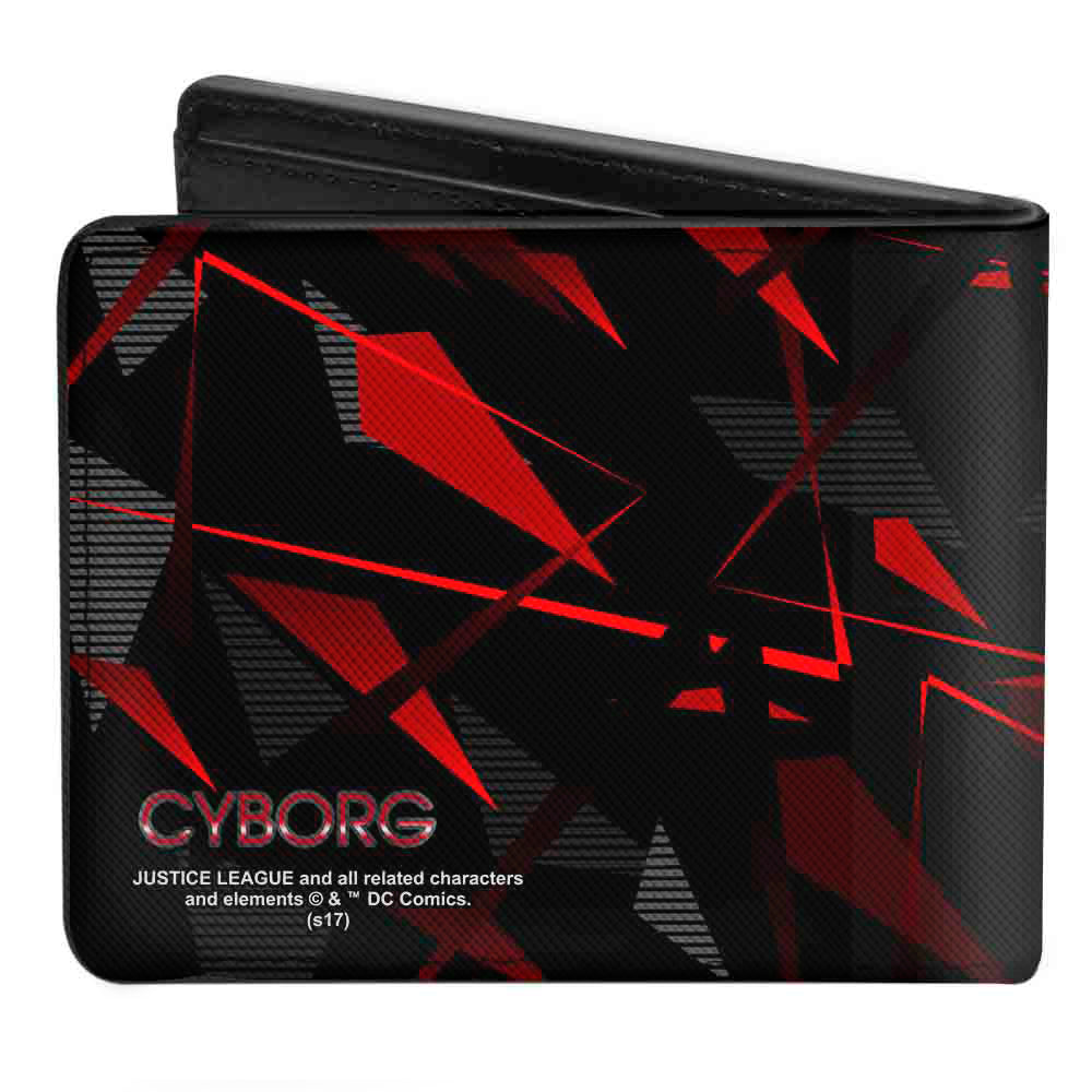 Bi-Fold Wallet - CYBORG C Icon + Text Abstract Black Reds Grays