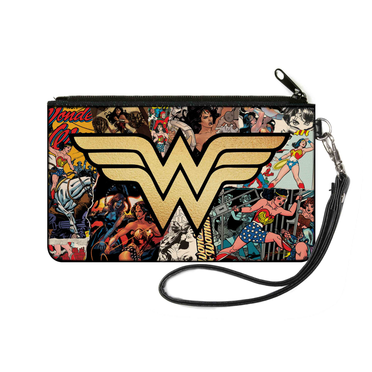 Canvas Zipper Wallet - SMALL - Wonder Woman Icon Through The Years Comics Book Covers Stacked