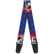 Guitar Strap - BUGS BUNNY w Bugs Poses Blue