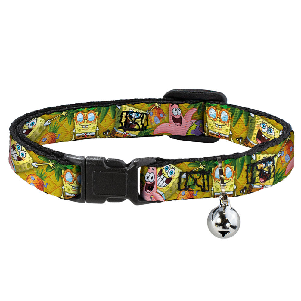 Cat Collar Breakaway with Bell - SpongeBob & Patrick Starfish Poses Pi ...