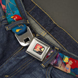 Ariel & Flounder Swimming Full Color Seatbelt Belt - The Little Mermaid Under the Sea Scenes2-Octopus/Snails Webbing