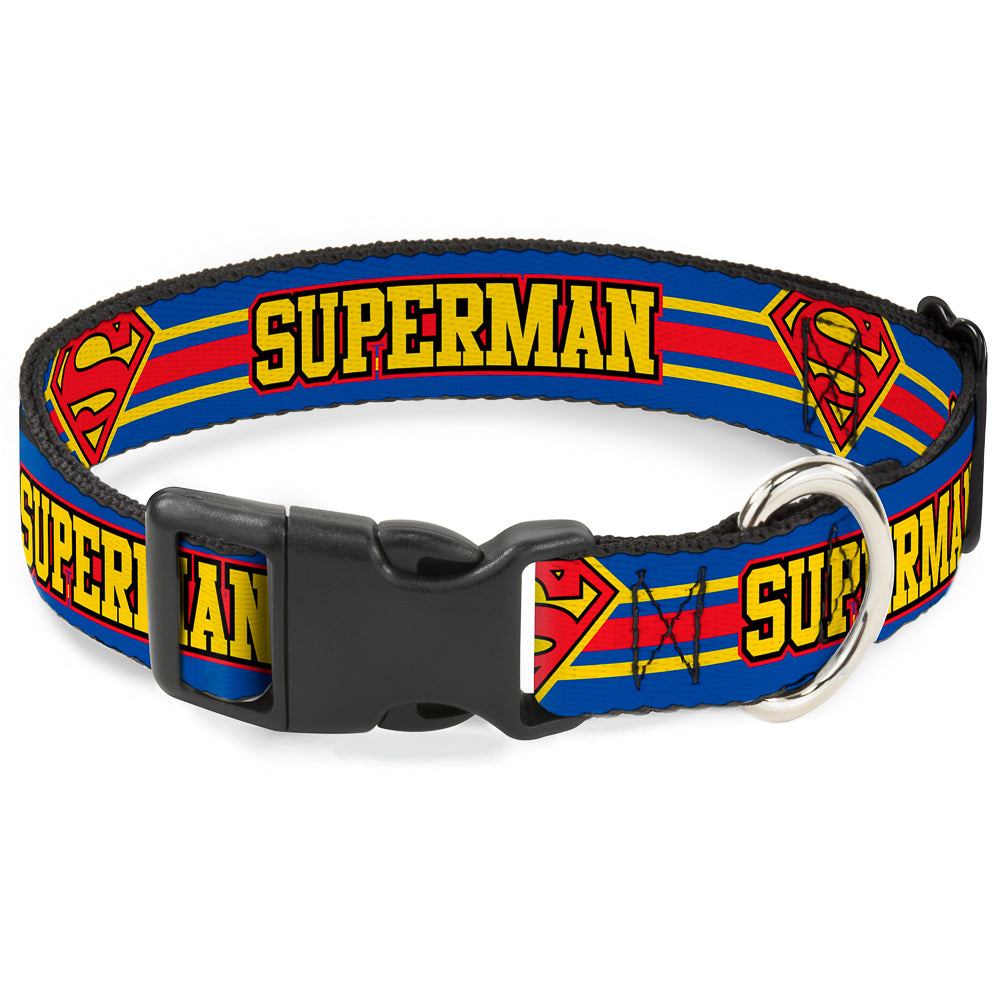 Plastic Clip Collar - SUPERMAN/Shield Stripe Blue/Yellow/Red