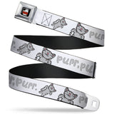 THE BIG BANG THEORY Full Color Black White Red Seatbelt Belt - Soft Kitty PURR, PURR, PURR Webbing