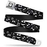 Jack Expression9 Full Color Seatbelt Belt - Jack Outline Expressions Scattered Black/White Webbing