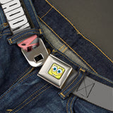 Sponge Bob Face CLOSE-UP Full Color Seatbelt Belt - Hairy Patrick Starfish JUST CALL ME DADDY! Gray/Black/White Webbing