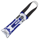 Dog Toy Squeaky Tug Toy - Star Wars R2-D2 Front View + Side View - White Handle Webbing