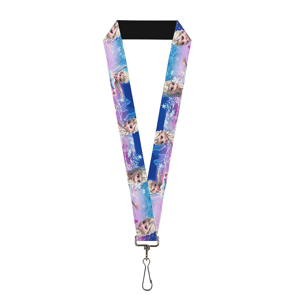 Lanyard - 1.0" - Elsa the Snow Queen Poses Castle & Snowy Mountains Blue-Pink Fade