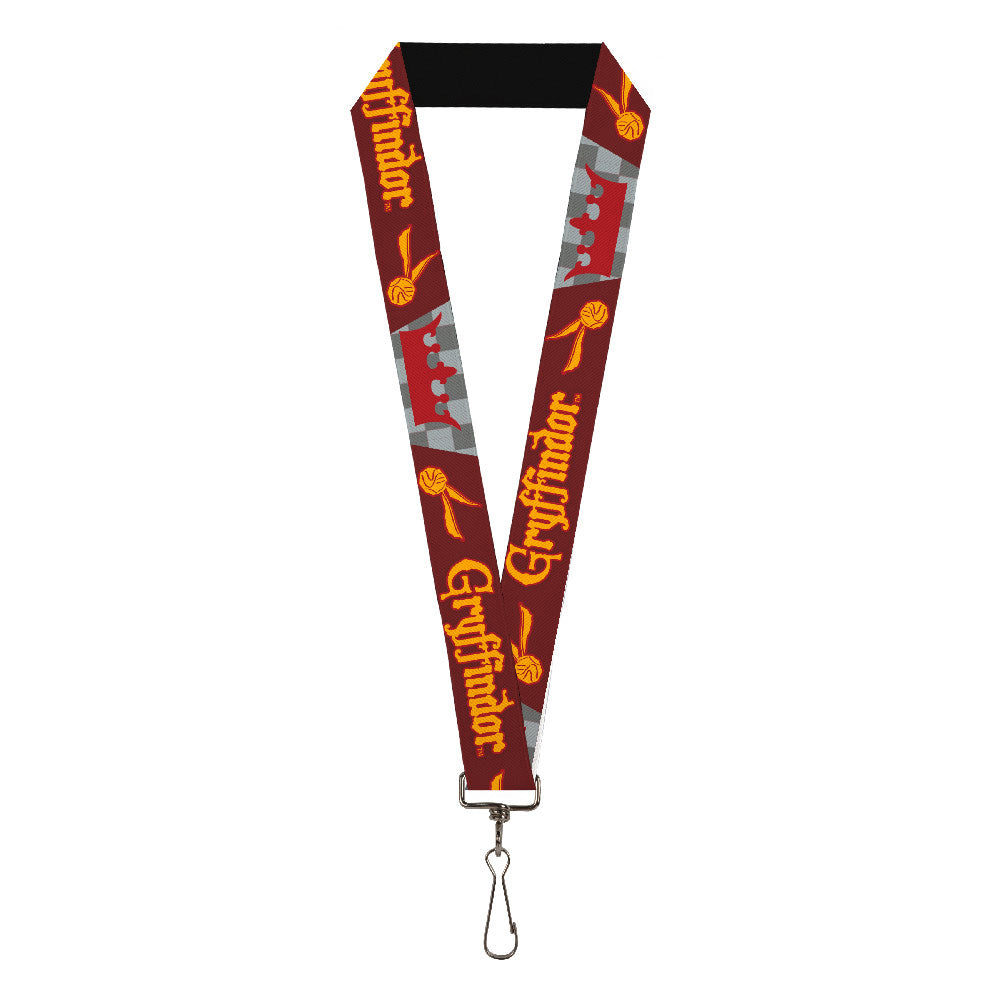 Lanyard - 1.0" - Harry Potter GRYFFINDOR Quiditch Ball Crown Burgundy Red Golds Grays