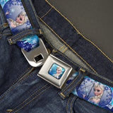 Frozen Elsa the Snow Queen Pose Snowflakes Full Color Blue White Seatbelt Belt - Elsa/Olaf/Marshmallow SNOW QUEEN-COLD HEARTED Webbing