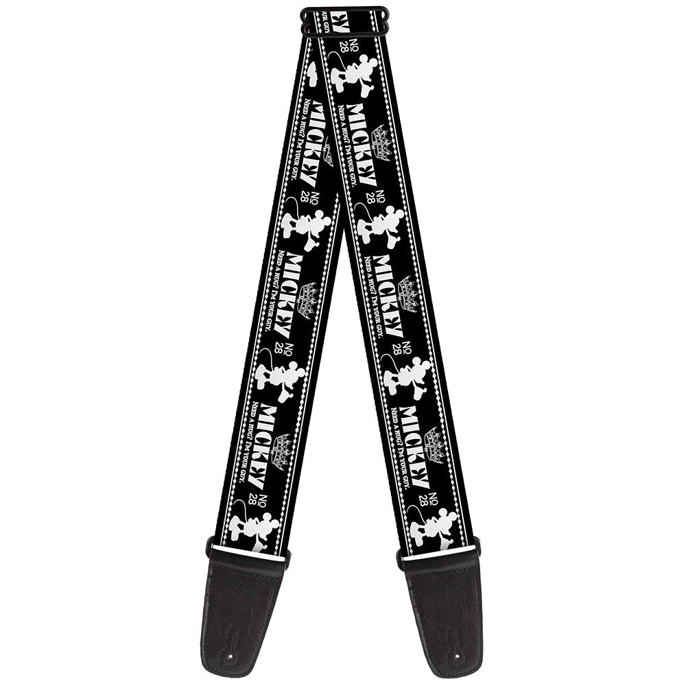 Guitar Strap - Mickey Standing2 Silhouette NEED A HUG? I'M YOUR GUY Black White