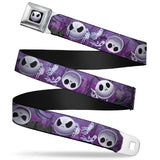 Jack Expression6 Full Color Seatbelt Belt - Jack Expressions/Ghosts in Cemetery Purples/Grays/White Webbing