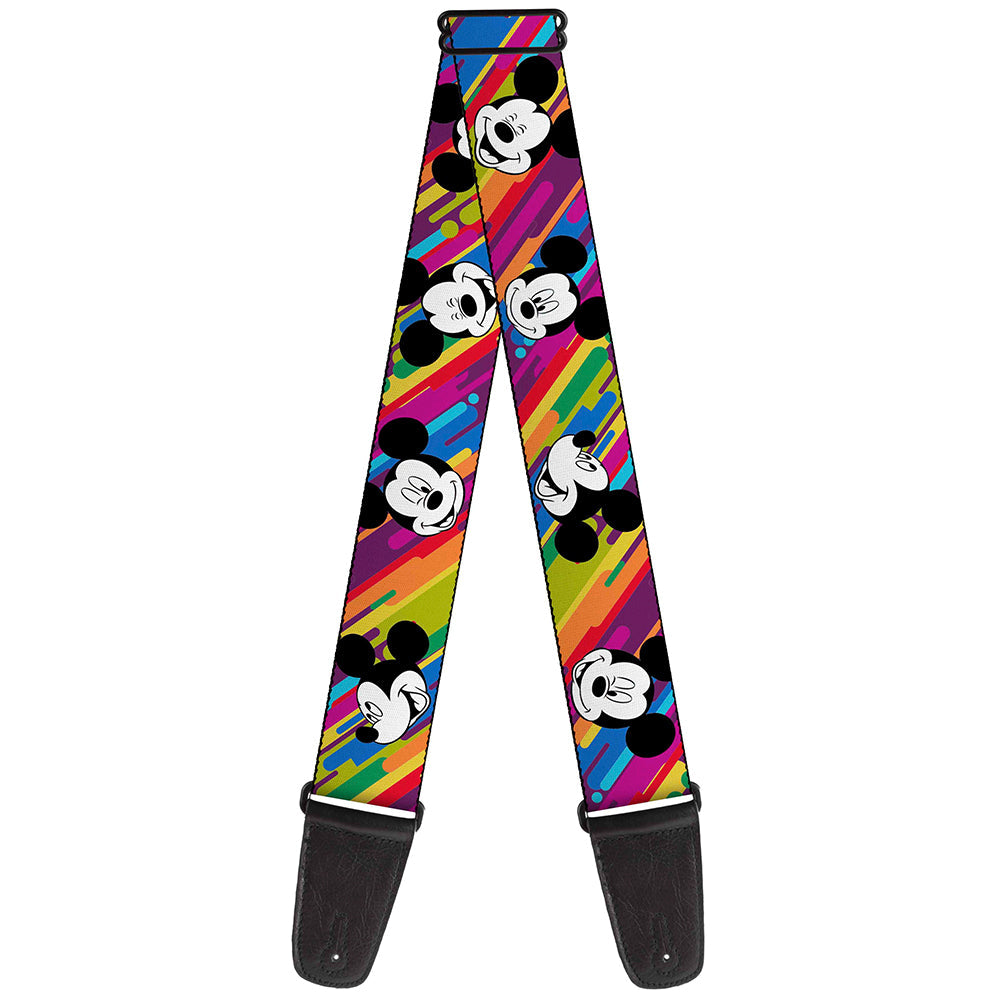 Guitar Strap - Mickey Mouse Expressions Multi Color White Black