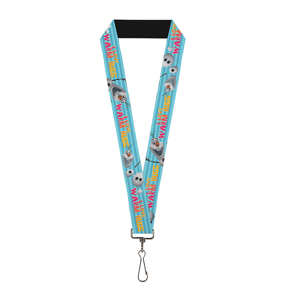 Lanyard - 1.0" - Olaf Pose I LOVE WARM HUGS Stripe Blues