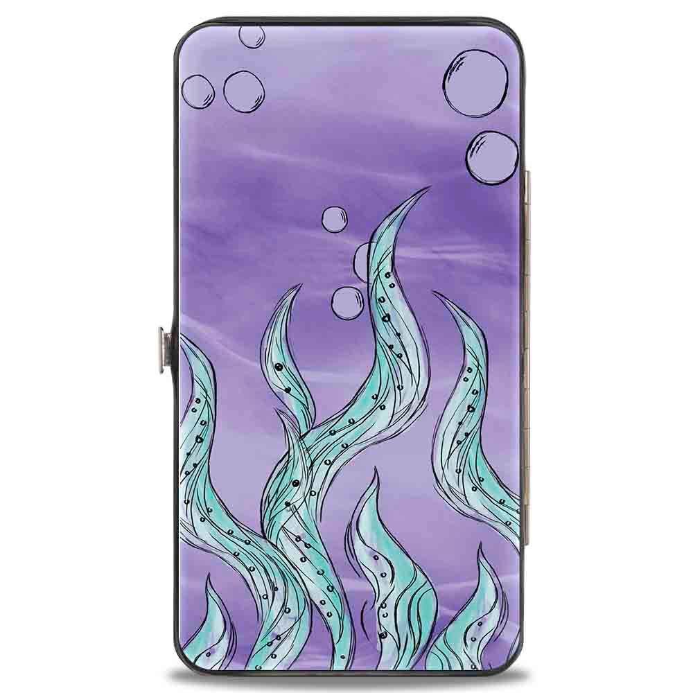 Hinged Wallet - The Little Mermaid Ursula Smiling Sketch Pose Kelp Purples Blues