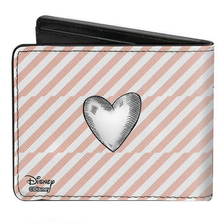 Bi-Fold Wallet - Tinker Bell Sassy Pose2 PIXIE DUST Stripes White Pink Gold Grays