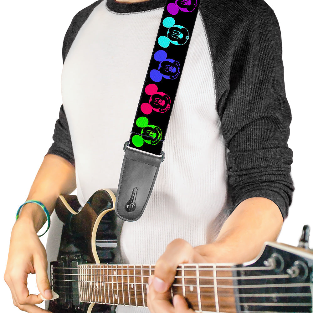 Guitar Strap - Mickey Expressions Black Multi Neon