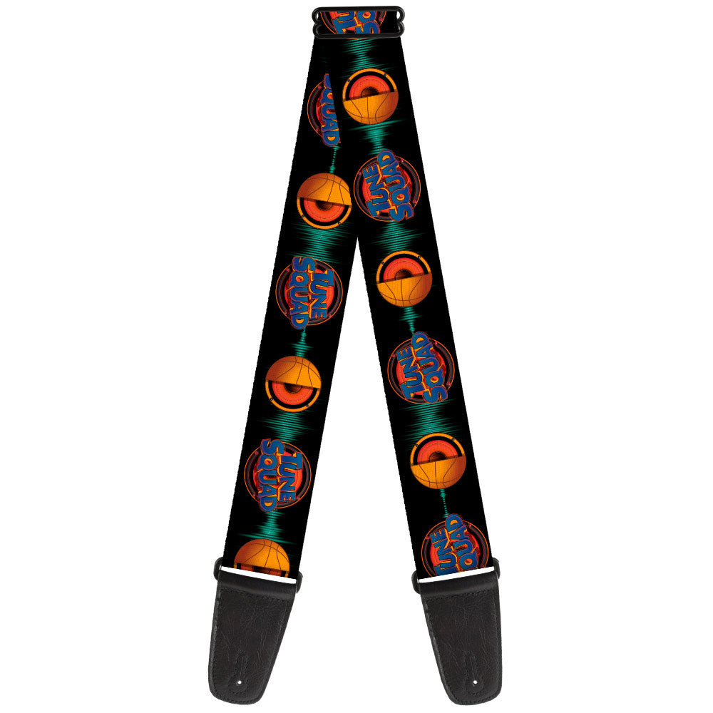 Guitar Strap - Space Jam 2 TUNE SQUAD Logos Black Blues Orange