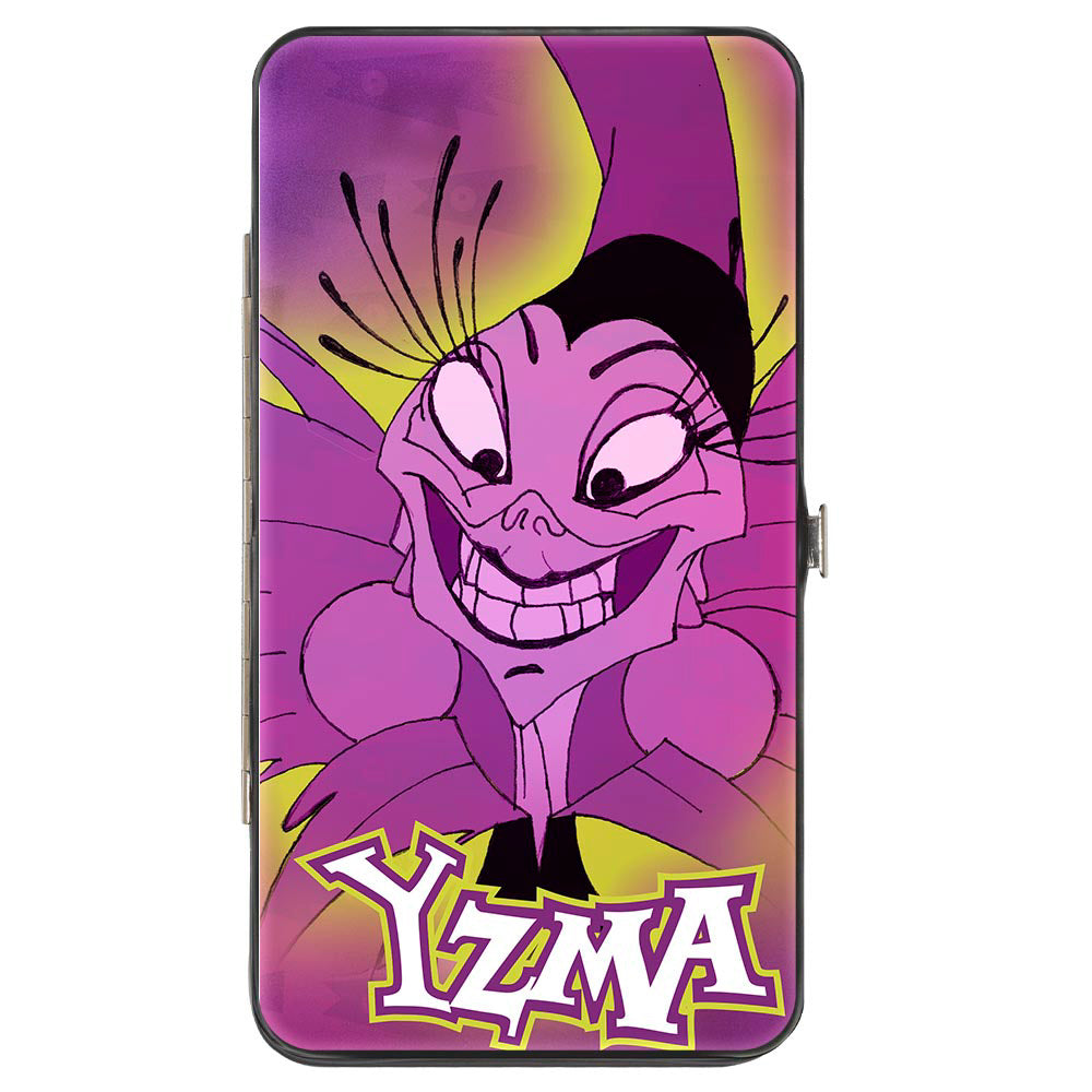 Hinged Wallet - YZMA Smiling Pose + Fish Icon Fuschias Yellows