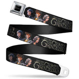 FANTASTIC BEASTS THE CRIMES OF GRINDELWALD Logo Full Color Black/Silvers Seatbelt Belt - FANTASTIC BEASTS THE CRIMES OF GRINDELWALD 3-Character Group Pose Black/Silvers Webbing