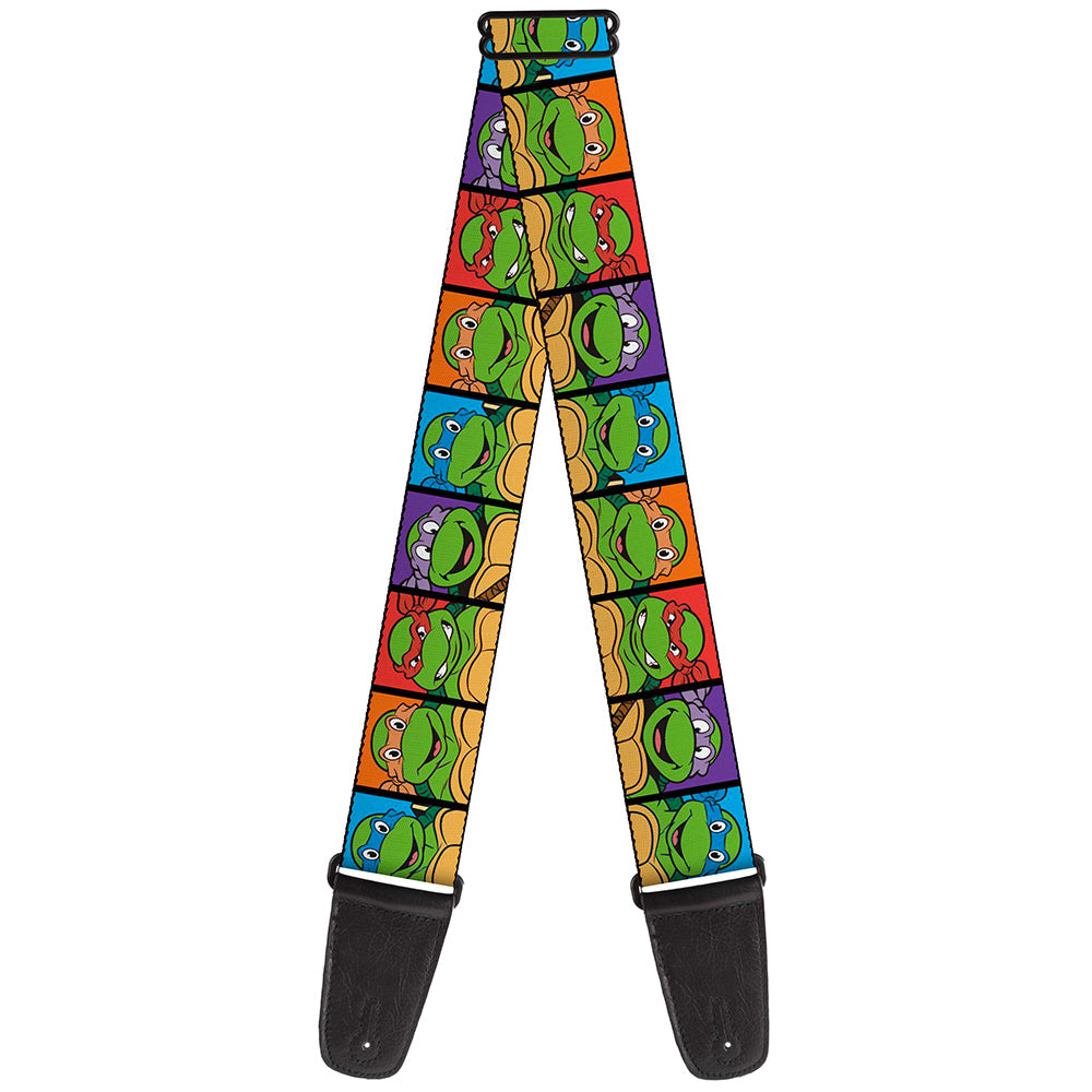 Guitar Strap - Classic TMNT Face Blocks Black Multi Color