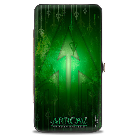 Hinged Wallet - Green Arrow Bow Pose + Arrows Greens