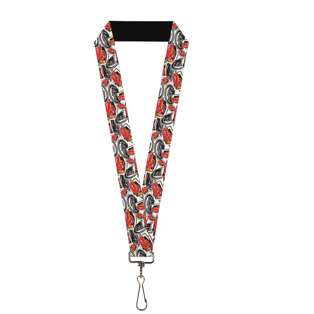 Lanyard - 1.0" - Cars 3 Ligtning McQueen Storm Jackson Poses Scattered White