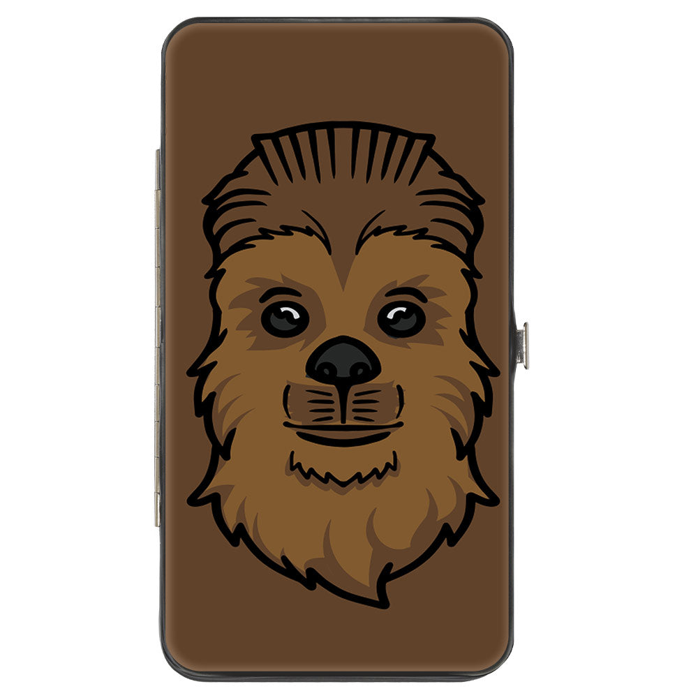 Hinged Wallet - Star Wars Chewbacca Mono Line Face + Bandolier Strap Brown Black Grays