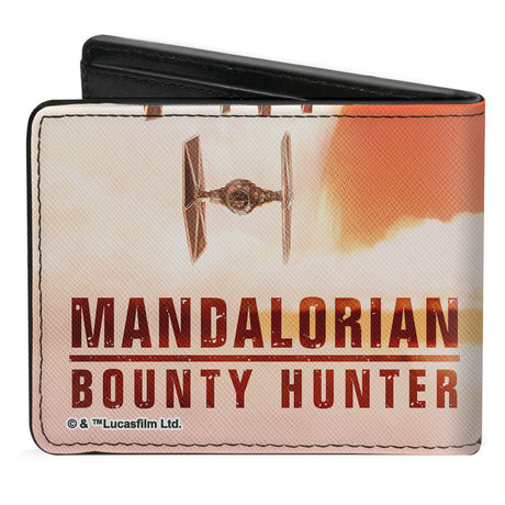 Bi-Fold Wallet - Star Wars The Mandalorian Pose + TIE Fighter MANDALORIAN BOUNTY HUNTER Logo Full Color