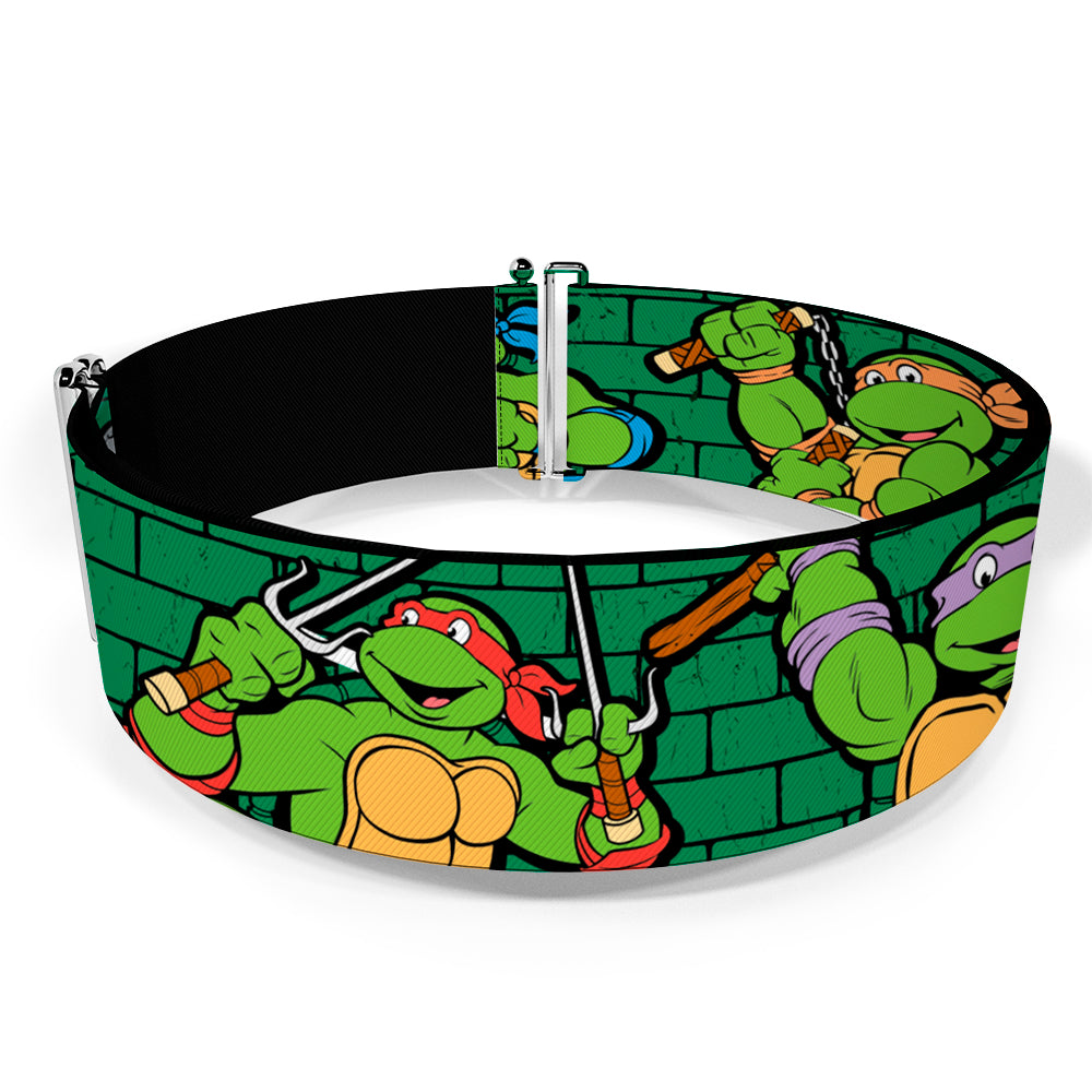 Cinch Waist Belt - Classic TMNT Group Pose2 TMNT Green Brick Wall