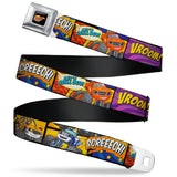 BLAZE AND THE MONSTER MACHINES Logo Full Color Black/Orange/Yellow/Purple Seatbelt Belt - 3-Monster Machine Scene Blocks/Quotes Webbing