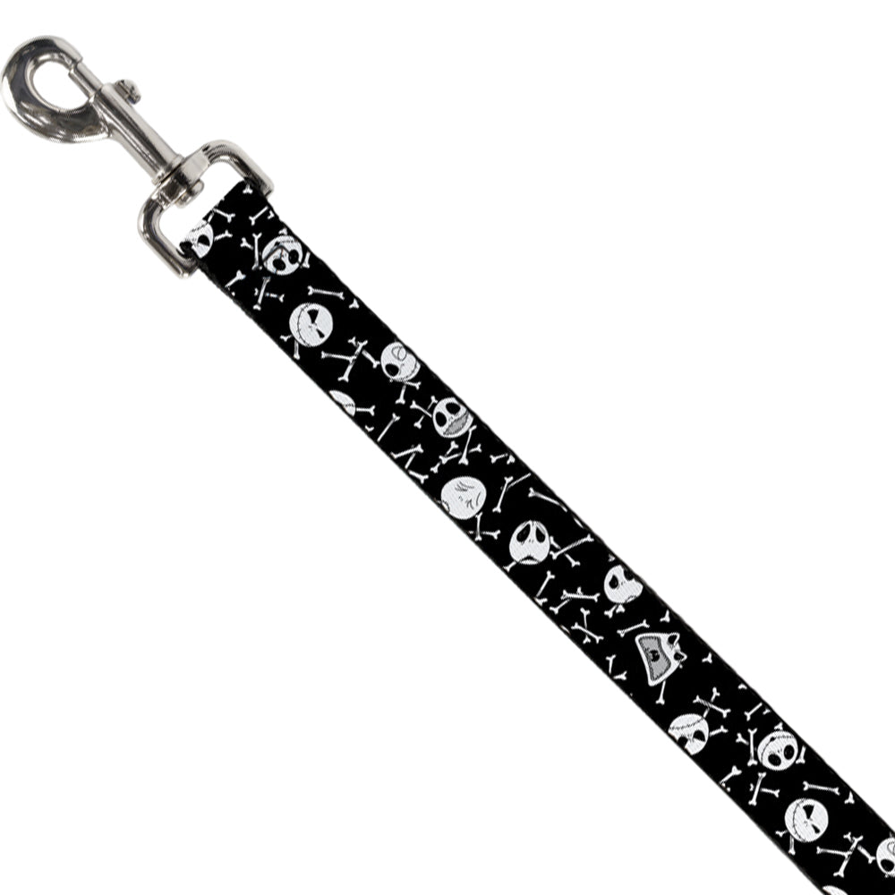 Dog Leash - Jack Expressions/Bones Scattered Black/White