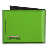 Canvas Bi-Fold Wallet - Classic TMNT Michaelangelo Face CLOSE-UP Green Orange