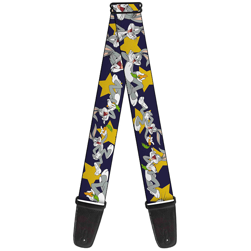 Guitar Strap - Bugs Bunny Poses Stars Navy