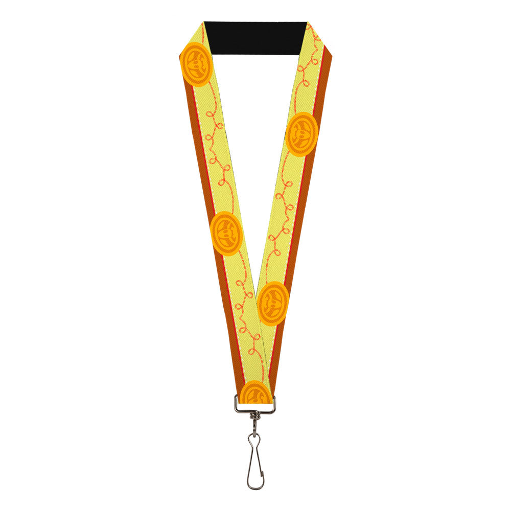 Lanyard - 1.0" - Toy Story Jessie Bounding Cowboy Buckle Lasso Stripe Yellow Red Brown