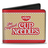 Bi-Fold Wallet - THE ORIGINAL CUP NOODLES Logo Noodle Wave Stripe Red White Orange Red