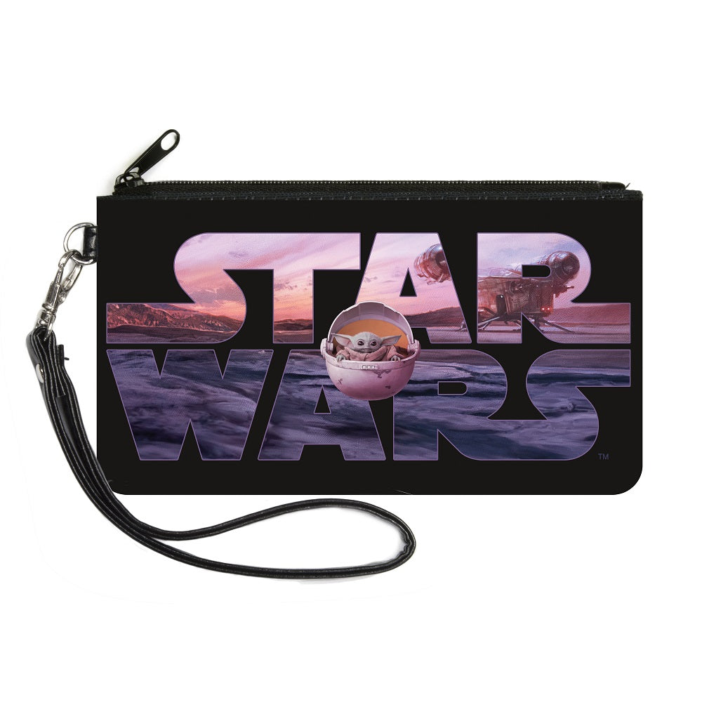 Canvas Zipper Wallet - SMALL - STAR WARS The Child Pod Pose Black Vivid Landscape