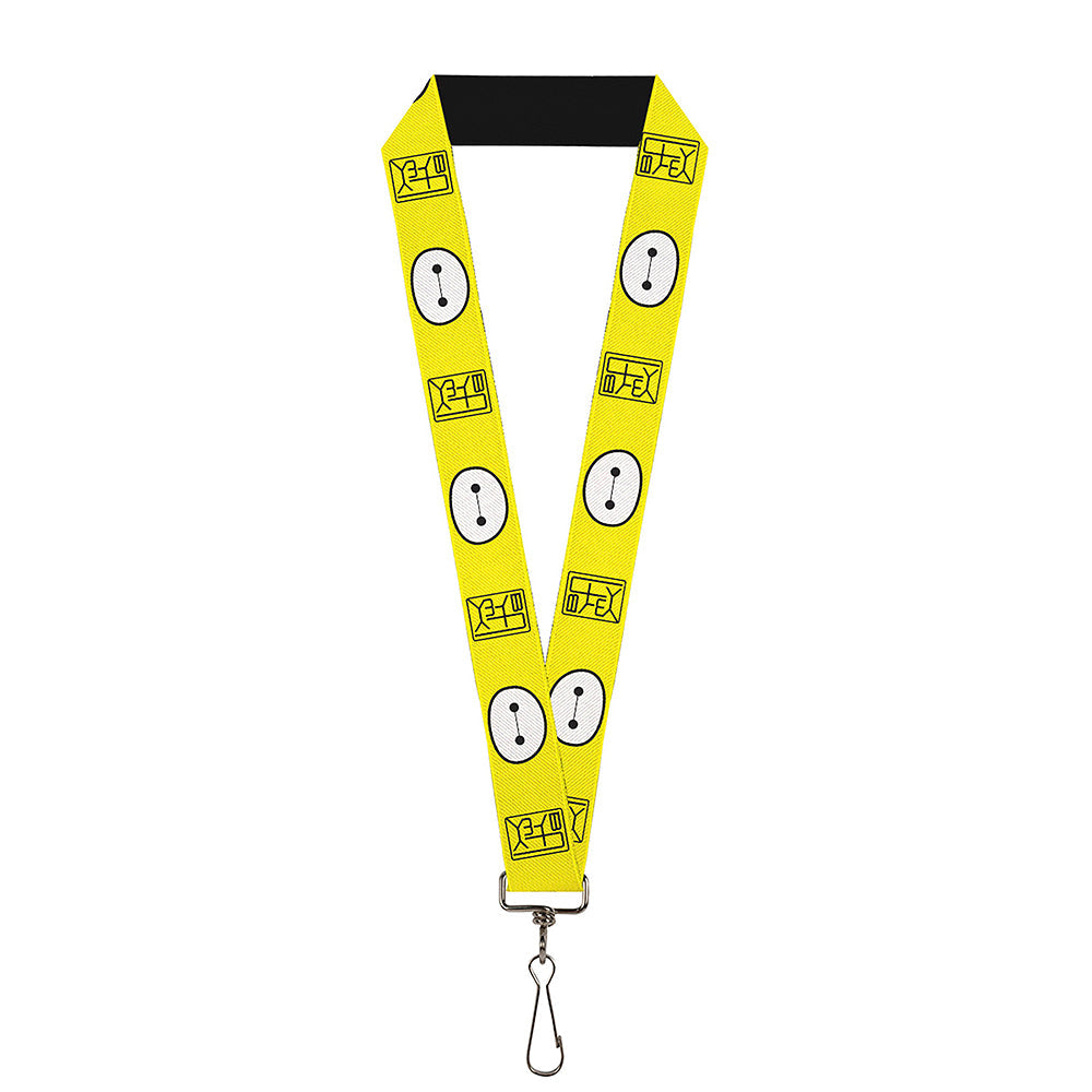 Lanyard - 1.0" - BAYMAX Hanko Face Yellow Black White