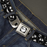 Jack Expression9 Full Color Seatbelt Belt - Jack Outline Expressions Scattered Black/White Webbing