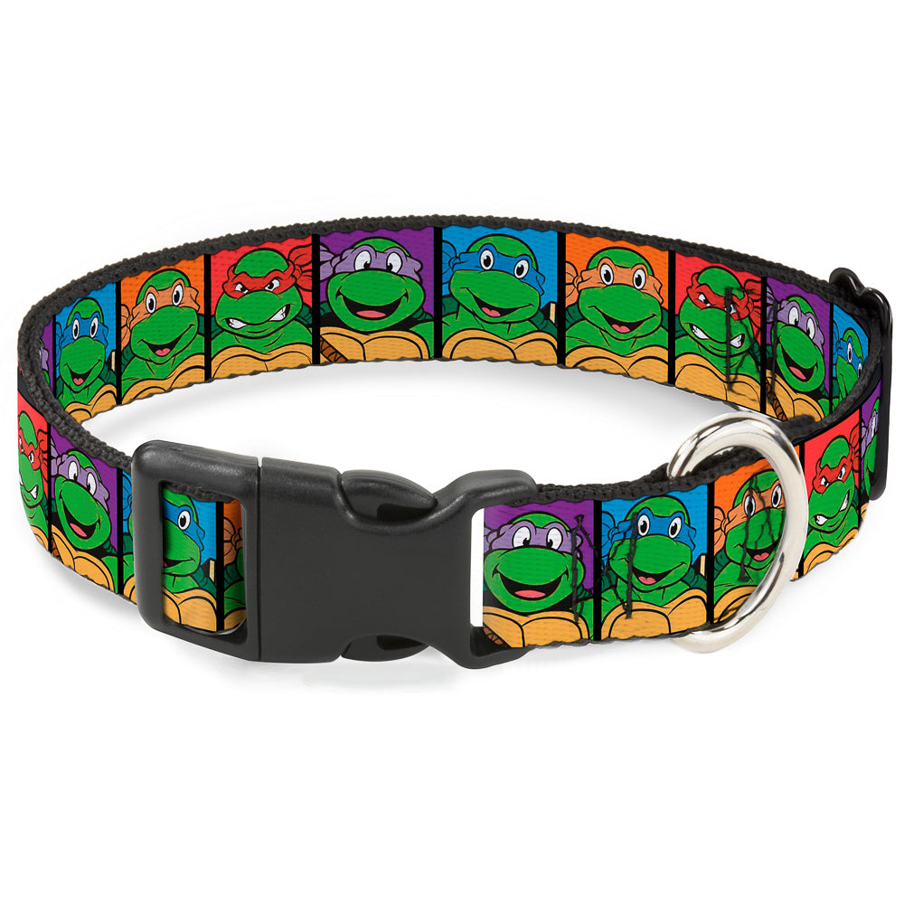 Plastic Clip Collar - Classic Teenage Mutant Ninja Turtles Face Blocks Black/Multi Color