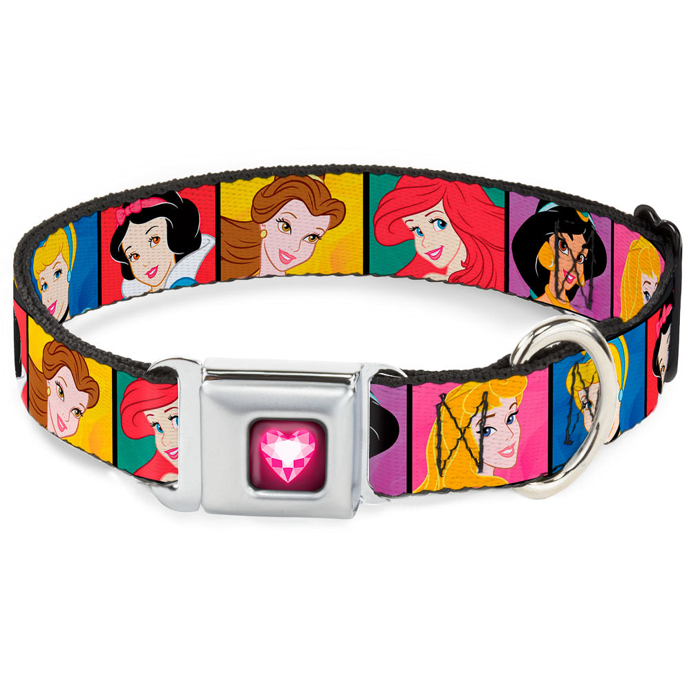 Princess Gem Heart Full Color Black Pink Seatbelt Buckle Collar - Disney Princess Blocks