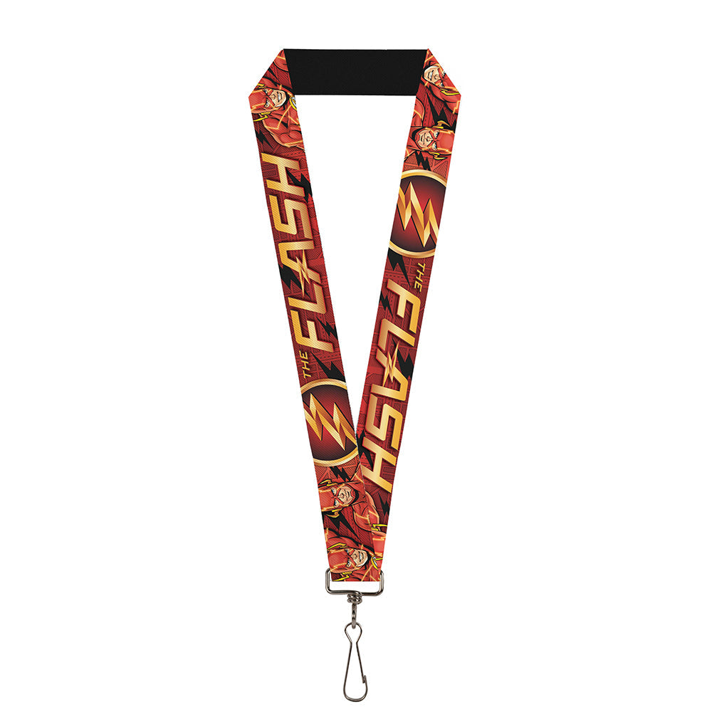 Lanyard - 1.0" - THE FLASH Logo3 Poses Black Red Gold