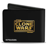 Bi-Fold Wallet - Star Wars The Clone Wars REX CAPTAIN Clone Trooper Helmet + Logo Black White Blues