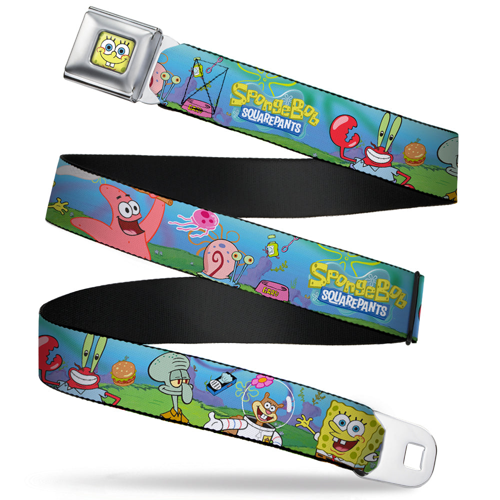 Sponge Bob Face CLOSE-UP Full Color Seatbelt Belt - SpongeBob and Friends/Logo Webbing